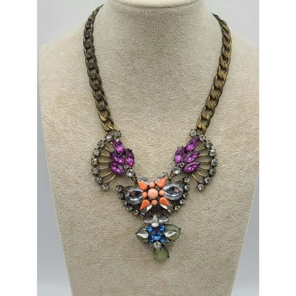 J Crew Vintage Chunky Large Multi Color Necklace